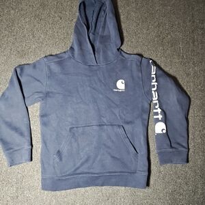Carhartt Size Youth Med (10-12) Pullover Hoodie Navy Blue